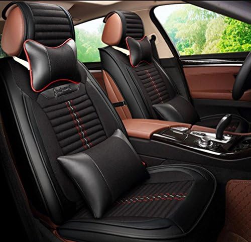DD Flax Car Cushion Environmental Protection Four Seasons Health Cushions 3D Split Leather Seat Cover , Black,black