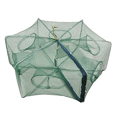 Seasaleshop Filets de Pêche Pliants Cages de Poissons Pièges Filets de Piégeage Sacs de Pêche Cages de Pêche 8 Mètres (6 Trous)
