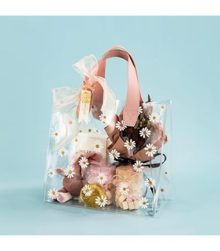 4 Pcs Clear PVC Gift Bags With Handles - Heavy Duty Reusable Transparent Bags For Wedding, Baby Shower, Parties (7x4x8 Inches) - View #3