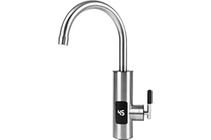 KYAOAYO Warmwasserhahn mit Durchlauferhitzer, Elektrischer Küchen-Durchlauferhitzer mit LED-Digitalanzeige, Einstellbare Richtung Heizung Wasserhahn, Geeignet für Badezimmer Küche