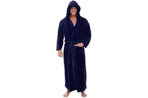 Susenstone Hommes Luxe Doux Corail Peignoir Homme Capuche Grand Taille 100% éPonge Coton Robe De Chambre Polaire