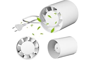 Foreverup Ventilador de tubo de ventilación, Extractor de Aire Silencioso 100mm, Extractor de Baño Ventilador en Linea Extraccion Humos, para Baño Cocina Invernadero Tienda Garaje