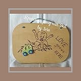 Süße Schilder gebrannt mit Häkelapplikationen Masse: 21x14,8 cm