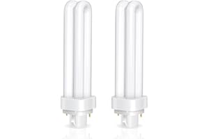 LIUYIFE Bombillas G24d-3, 2-Pin PLC Tubo 26W, Luz Blanca Fría 6500K, 1600LM, Tubo de Doble Vuelta 2U, Lámpara Fluorescente de Bajo Consumo de Alta Eficiencia, Apto Para Cocina, Dormitorio, Comedor, Pack de 2
