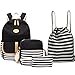 Produktbild 4 Teile Set Causal Rucksack Freizeitrucksack Daypacks Backpack, Rucksack Schule/Schulranzen +Schultertasche /Messenger Bag +Geldbeutel Mäppchen + Leinwand Kordelzug Turnbeutel (schwarz)