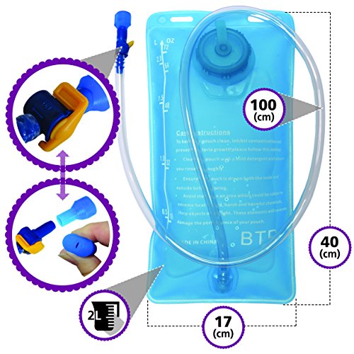 TRINKRUCKSACK & 2L TRINKBLASE für Wasser – unser ORIGINAL BTR Trinksystem mit Trinkblasen-Fach ist ein wasserfester Lauf-Rucksack ideal für Outdoor-Sportarten. Perfekt als Radfahr- oder Jogging-Rucksack – UNTERWEGS TRINKEN! - 6