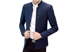 oneforus Giacca Sportiva da Uomo Cinese Giacca Casual con Colletto alla Coreana Slim per discorso di Host di Nozze per Ufficio