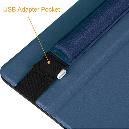 Fintie Apple Pencil Halter – Premium Kunstleder Hülle mit USB-Adapter-Tasche, kompatibel mit iPad Pro 9,7, iPad Pro 10.5 & iPad Pro 12.9 Schutzhüllen, Marineblau - 4