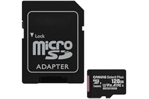 acce2s Carte Mémoire MicroSD 128 Go pour Samsung Galaxy A17 A26 A16 A35 A03 A52s A53 A15 A55 A05s A34 A14 A54 A25 A51 5G A52 5G A42 A41 A02s A31 A21s A12 A8 2018 A6 A71 A70 A2 .. 100 MB/s + Adaptateur