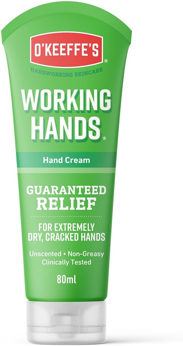 O'Keeffe's Working Hands, 80ml Tube - Hand Cream for Extremely Dry, Cracked Hands | Instantly Boosts Moisture Levels, Creates a Protective Layer & Prevents Moisture Loss
