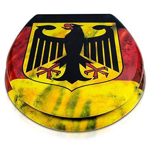 Premium WC Sitz mit Absenkautomatik – „Deutschland“ Design – Toilettendeckel aus Duroplast inkl. Montagesatz – VENKON - 3