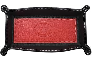 FrasiBags Svuotatasche Design Moderno in Vera Pelle Made in Italy, Vassoio Portaoggetti Ingresso, Svuota Tasche da Ingresso Organizer Scrivania Rettangolare Piccolo (Rosso)