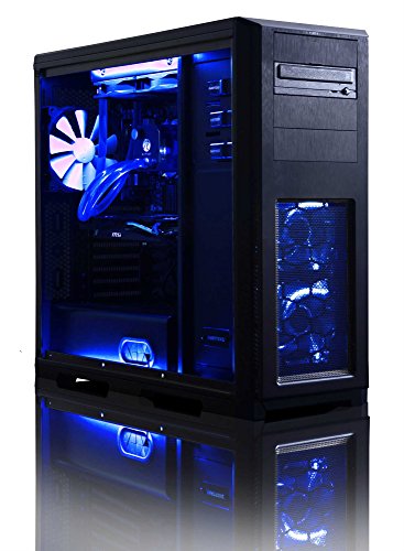 VIBOX Warrior 4.182 Gaming PC – 4,0GHz AMD FX 6-Core CPU, RX 460 GPU, leistungsfähig, Wassergekühlter Desktop Gamer Computer mit Spielgutschein, Blau Innenbeleuchtung, lebenslange Garantie* (4,0GHz übertakteter Superschneller AMD FX 6300 Sechs 6-Core Prozessor CPU, MSI AMD Radeon RX 460 2GB Grafikkarte, 8GB Team Elite 1600MHz RAM, 1TB HDD Festplatte, Raijintek Triton Wasserkühler, 85+ Netzteil, Phanteks Gehäuse, AM3+ Mainboard, Ohne Windows Betriebssystem) - 2