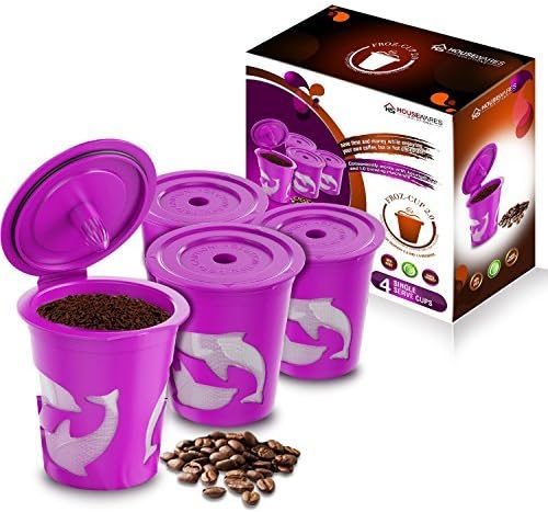 FROZ-CUP 2.0 - 4 Refillable/Reusable K Cups for Keurig 2.0 - K200, K300, K400, K500 Series and all 1.0 Brewers by FROZ