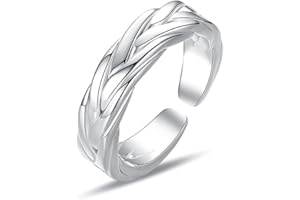 KONFEN Anillos Hombres, Vikingo Ajustable Tallada Anillos para los Hombres Hipoalergénico de alta Superficie Pulida, Hip Pop Abiertos Gótico Punk Clásico de Joyería para Hombres, Plata