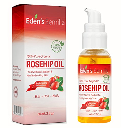 100% Pure Rosehip Oil - 60ml - Certified ORGANIC - Revitalises Skin & Hair - Clinically Proven - Natural / Cold pressed & unrefined - NON Greasy HIGH absorbency - Use daily - Anti ageing, nourishes, hydrates and visibly reduces fine lines, scars, stretch marks and skin pigmentations - Suitable for all skin types - Eden's Semilla Essential Skin Care