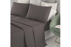 il dolce stile della tua casa set completo lenzuola matrimoniali in puro cotone tinta unita (grigio scuro)