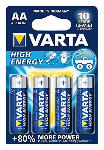 Varta High Energy AA Mignon LR06 Alkaline Batterie (geeignet für Spielzeug Taschenlampe Controller und andere batteriebetriebene Geräte) 4er Pack
