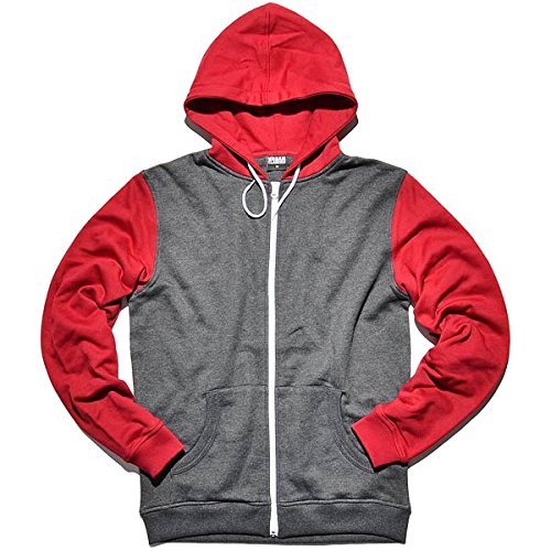 Urban Classics Relaxed 3-Tone Zip Hoody, Farbe charcoal/ruby/white, Gre XL