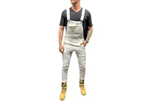 Pejihota Hombre Mono Denim Bib Mono Negro Cartas de la Moda Ropa de Trabajo Ajustable Slim Fit Jumpsuit con bolsillos
