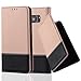 Produktbild Cadorabo Hülle für Samsung Galaxy S7 Edge - Hülle in Rose Gold SCHWARZ – Handyhülle mit Standfunktion und Kartenfach aus Einer Kunstlederkombi - Case Cover Schutzhülle Etui Tasche Book
