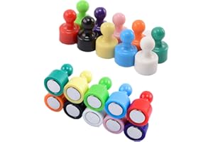 QIKAARA Strong Magnets for Fridge 20 PCS Neodymium Magnets Magnetic Push Pins Little Refrigerator Magnets Whiteboard Map Magnets Perfect for Home Kitchen Office School Classroom Multicolored