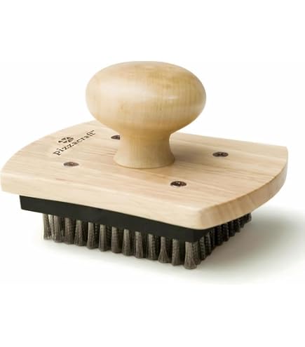Brosse à Pizza 53,5 Cm Avec Grattoir - Poils En Laiton, Manche En Bois - Pour Four, Pierre à Pizza, Barbecue - 6