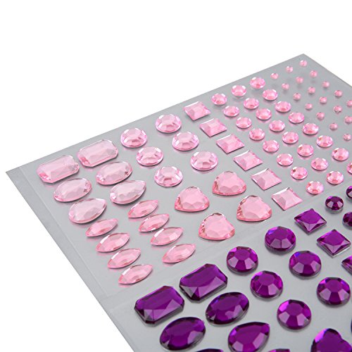 Shappy Selbstklebend Handwerk Schmuckstein Flatback Edelstein Kristall Strass Sticker Verzierungen, Verschiedene Größen, 5 Farben, 5 Blätter - 3