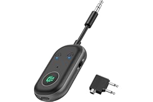 Bluetooth 5.3 Adapter Transmitter für TV Flugzeug auf 2 Kopfhörer Low Lantency, 2-in-1 Bluetooth Sender Empfänger Klinke 3,5mm für TV, Stereoanlage, Headset, Autoradio System, Aux Adapter Transmitter
