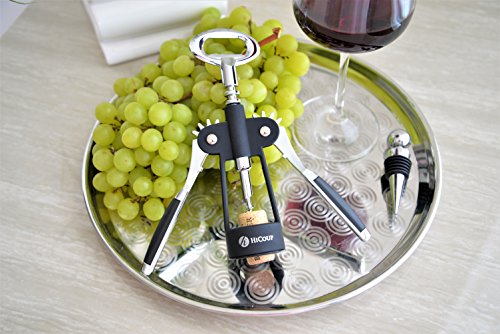 Flügel-Korkenzieher zum Öffnen von Weinen, von HiCoup – Korkenzieher als Premium-Gesamtlösung zum Öffnen von Weinen und anderen Flaschen, mit zusätzlichem Weinflaschenverschluss - 5