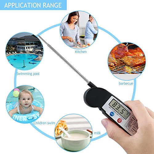 Digital-Nahrungsmittelthermometer Instant lesen Kochthermometer mit klappbaren interne Sonde Anti-Korrosions für Küche Lebensmittel Fleisch Grill BBQ Milch und bathwater (dünn) - 6
