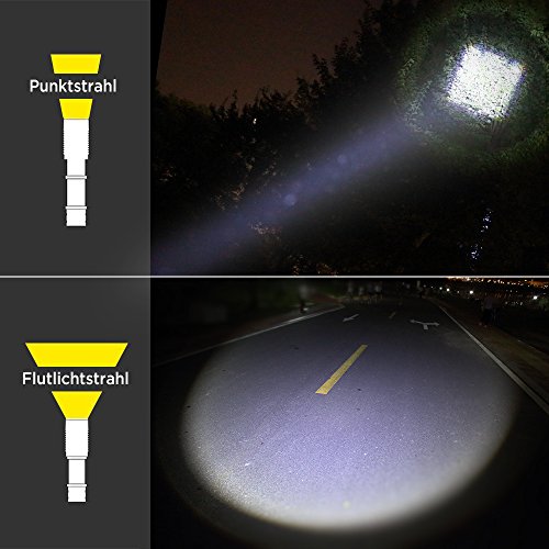 Ecooe Taschenlampe LED Cree 1000 Lumen XML-2 T6 5 Modis Einstellbar Super Hell Schwarz - 5