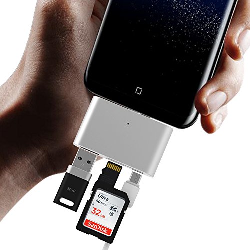 MICGOGO USB 3,1 Typ C Kartenleser OTG HUB Adapter mit Mikro USB-Ladeanschluss für SD / TF Memory-Karte USB Flash Disk für MacBook & Typ C Geräte (Aluminium silber) - 4