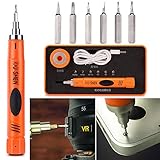 🔸 IDEALES WERKZEUG ZUR DEMONTAGE UND MONTAGE：Eingebaute Kupplung zur Verhinderung von Schraubenschäden. Das elektrische Schraubendreher-Kit wird mit 6 gebräuchlichen Bits geliefert. Größe: P2, SL1.5, PH00, PH000, T3, T4. Es ist nicht nur für hochpräzise elektronische Produkte wie Smartphones, RC-Drohnen, Joystick, Computer, Kamera, Tablet, Uhr, Radio usw. geeignet, sondern auch für Brillen, Uhren, Uhren usw. geeignet .