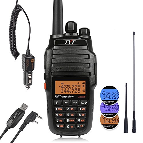 TYT UV-8000E Walkie Talkie Transceptor portátil de alta potencia-10W, Alcance de hasta 10 kmDoble Banda UHF-VHF, con batería de 3600mAh, cargador de coche, 2 antenas y cable de programación