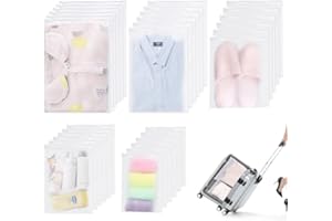 BIEFUSIN Bolsas de Almacenamiento para Ropa Viaje,Bolsas Zip Ropa,Organizador de Viaje Transparente Esmeriladas Plástico con Cierre Ziplock Resellable (30PCS Transparente Esmerilado)