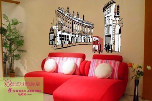 Walplus Wall Stickers London Regent Street Removable Self-Adhesive Mural Art Decals Vinyl Home Decoration DIY Living Bedroom Office Décor Wallpaper Kids Room Gift, Multi-colour