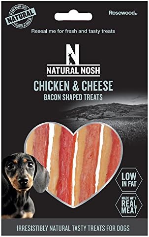 Natural Nosh Dog Treats - Chicken & Cheese Bacon Shaped Treats 100g