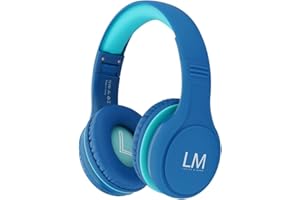 Louise & Mann Casque pour Enfants, Casque Audio Enfant, Casque sans Fil avec Microphone Pliables avec Microphone Intégré pour l'école, Voyages, Téléphones Portables, TV, Tablettes (Bleu Océan)