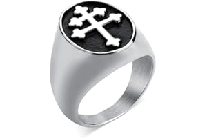 JOLIERNELLE Lorraine Kreuz Ring Herren Gold Edelstahl Crux Vera Siegelring Größe 54 bis 69