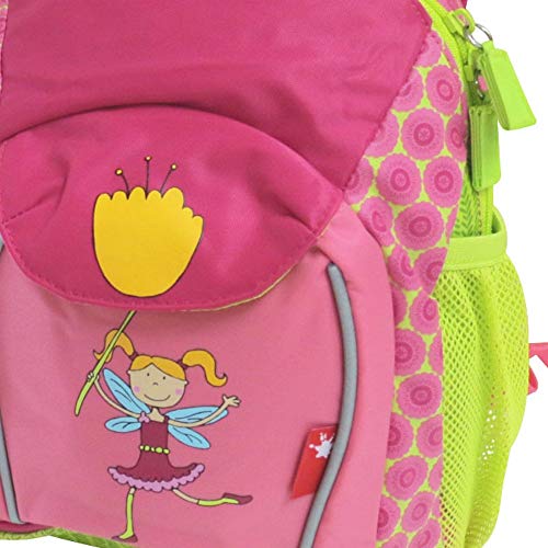 Sigikid Mädchen-Rucksack mit Wunsch-Name bestickt grün pink 29 cm x 10 cm x 24 cm Fee Florentine Kindergarten-Rucksack personalisiert