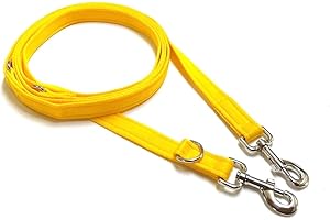 CHURCH PRODUCTS UK 11ft Dog Training Lead Police Style Obedience Multi-Functional Dog Lead 20mm Cushioned Webbing (Yellow, 11ft Long)