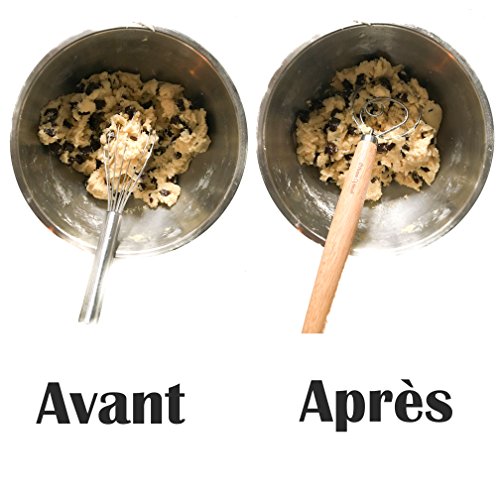 Home optimale Schneebesen dänischen ideal für Pasta Dicke (Brot, Pizza, Cookie, Gebäck) – Profiqualität aus Edelstahl und Holz - 6