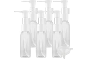 PQPAUTY TIANZD 6 Pièces 30ml Transparent Distributeur en Plastique de Bouteilles Vides avec Pompe Blanc pour Cosmétique Huile Démaquillante Savon Lotion Gel Huile Essentielle Voyager