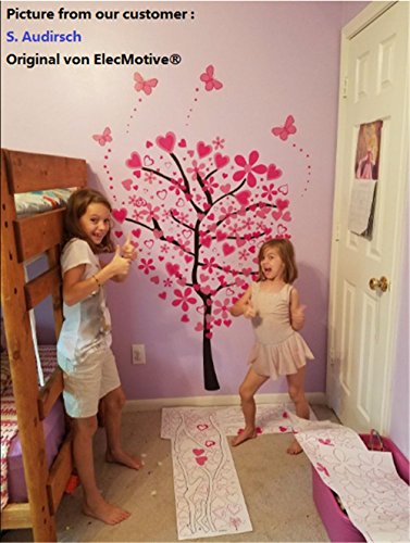 ElecMotive Riesige Herz Baum Schmetterling Abnehmbare Wandaufkleber Wandtattoo Wandsticker Aufkleber DIY für Wohnzimmer Schlafzimmer Kinderzimmer mit Geschenkkarton - 2