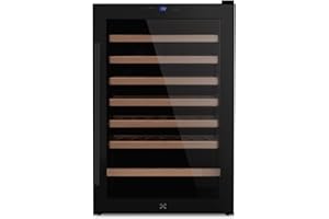 Les Petits Champs Cave à Vin de Conservation de 48 bouteilles CAVCB48 Black Edition, 128L, 6 Etagères en Bois, Réglable de 4 à 18°C, Refroidissement Thermodynamique, Design Elégant, LED, Anti-UV
