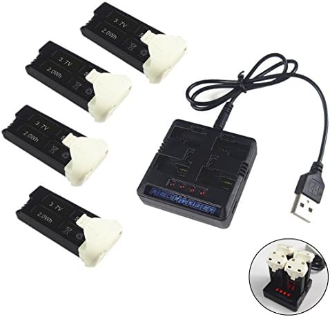 Wwman 4 PCS 520mAh Battery +1 to 4 charger for Hubsan X4 H107C Plus (H107C+) & External Charger …
