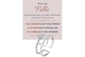 BRAMART Bague pour Femme en Argent Sterling 925, Bague Inspirante et Encourageante pour Filles pour Femmes Dames Dimension Pouce Ajustable Bague Ouvrable