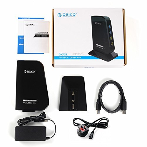 ORICO Powered Multifunktions-USB 3.0 7-Port Hub mit 2 x BC1.2 Ports für Daten-Sync und Lade-Tablets und Smartphones - 7