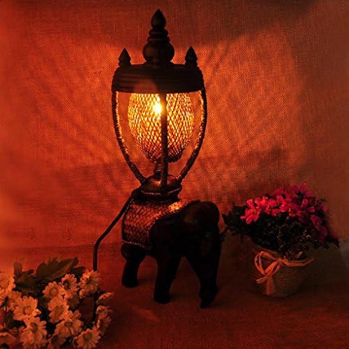 Wooden Handicrafts Personalized Small Elephant Lamp Features Southeast Asia Decorative Lighting